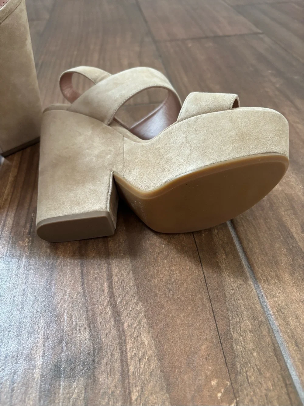 Twin-Set Beige Suede Platform Sandals